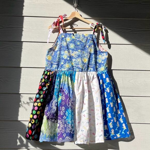 Arcade Dress | Vincent van Gogh Starry Night | Handmade Quilted Dress SKU 05115 - Picture 3 of 16